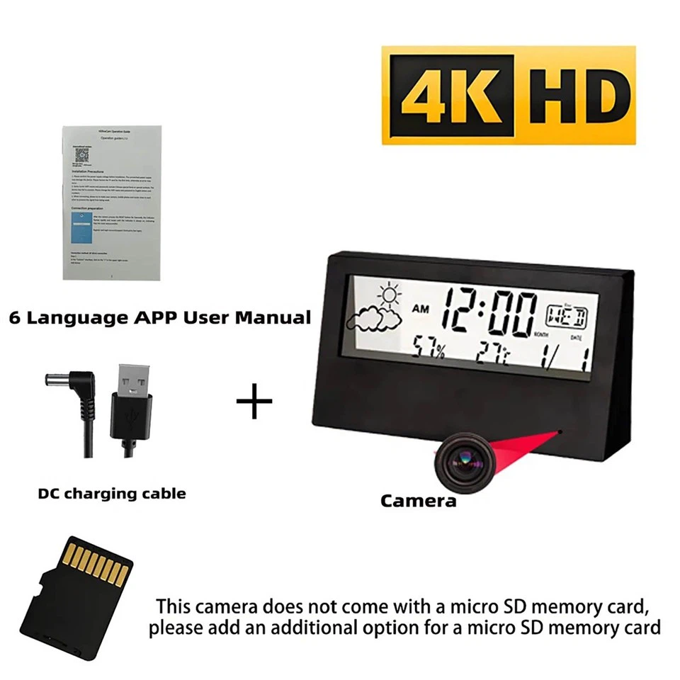 LCD Display Alarm Clock WiFi Camera Z11 – 4K Security Camera With Night Light, Temperature & Humidity Detection best