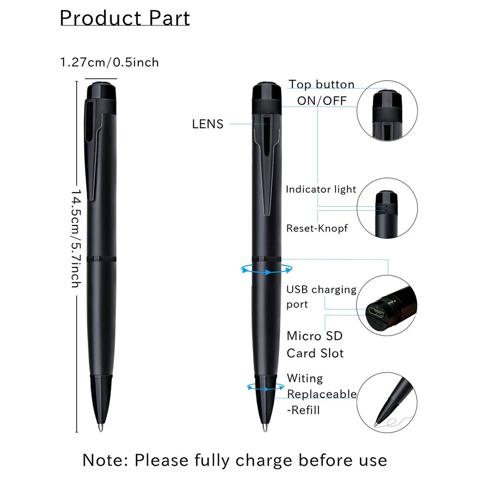 W10 Spy Pen Camera — Hidden Camera Pen With Audio & Loop Recording suppliers